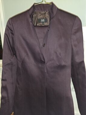 Zanella Made In Italy Women's Plum Stand-Collar 2-piece Formal Suit Size 2 Wool